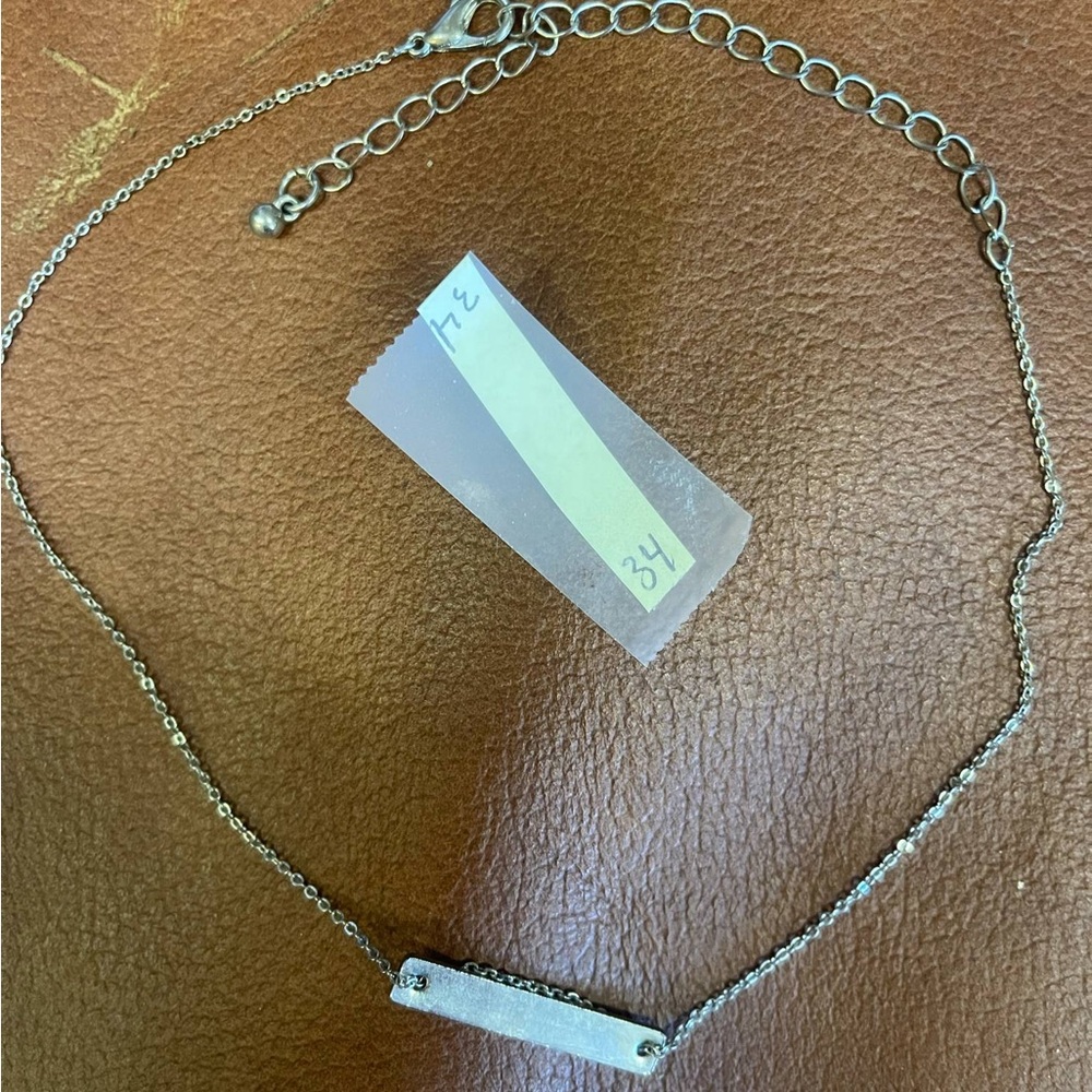 Silver colored Bar Pendant Necklace